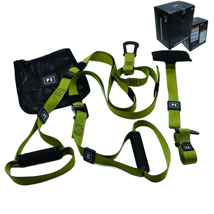 Green P2 Pro Suspension Trainer Durable Gym Fitness Workout Bands Wholesale Bodybuilding Trainer