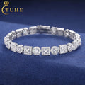 Custom Moissanite Diamond Fine Jewelry Four Leaf Clover Square Geometric 925 Solid Silver D Color Moissanite Bracelet