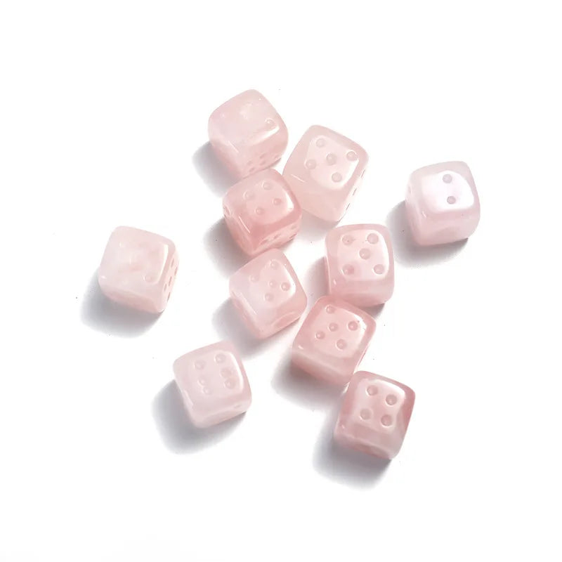 Natural Hand Carved Gemstone Dices 15mm/0.59in 6 Sided Healing Rose Quartz Tiger's Eyes Clear Quartz Amethyst Crystal Dice