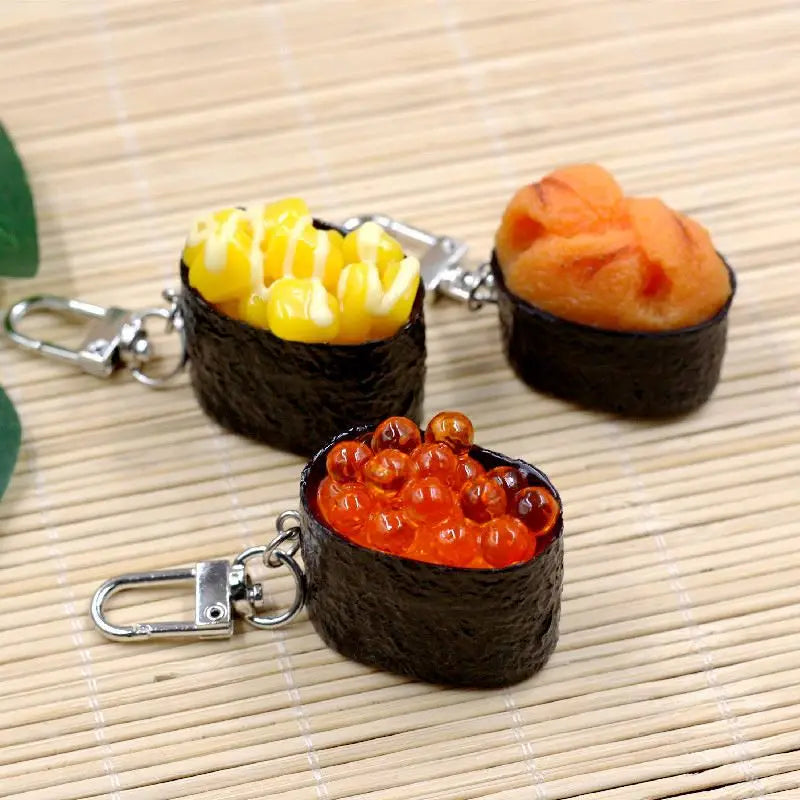 Realistic Sushi Food Model Keychain Bag Charm Pendant Jewelry Japanese Food Cute Cartoon Simulation Rice Ball Sushi Key Chains