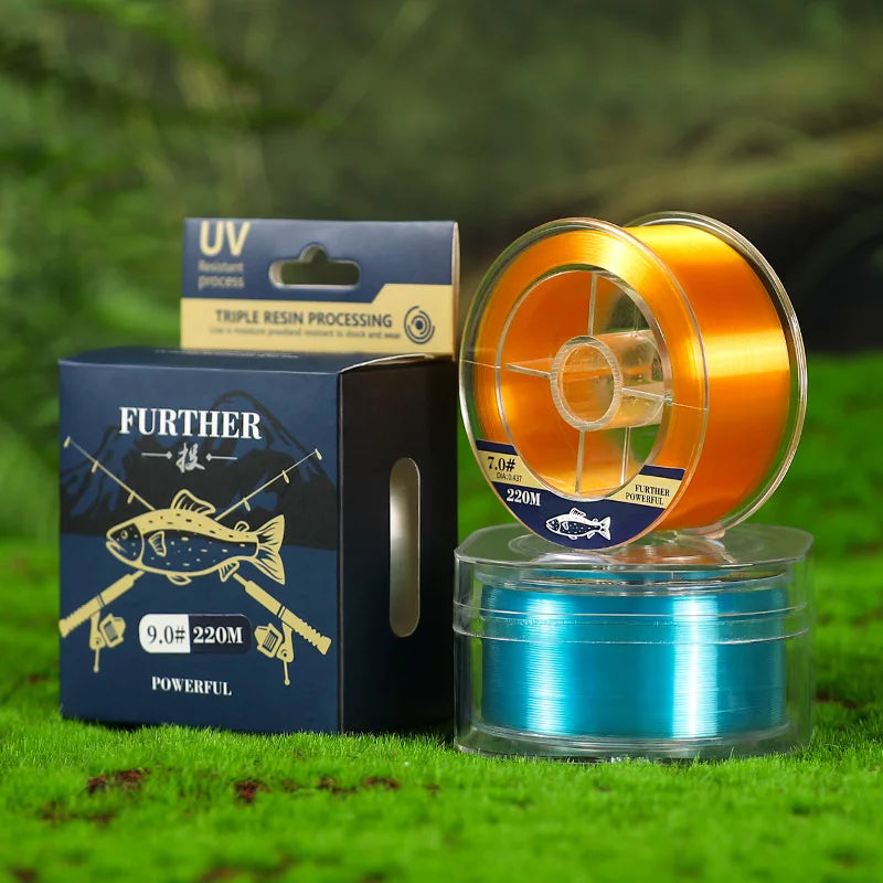 LINNHUE 220M Nylon Fishing Line Long Shot Durable Monofilament Japan Material Freshwater Carp Fishing Accessories 3color