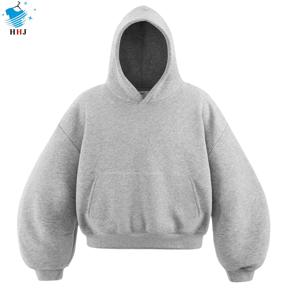 Custom Logo Luxury Hip Hop Cropped Hoodies Blank Various Boxy Fit High Quality Streetwear Oversized Cotton Heavyweight Hoodies