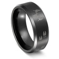 OAHLAN Wholesale 8mm Polished Deer Head Carved Wedding Engagement Band Black Tungsten Carbide Rings for Men Fashion Jewelry