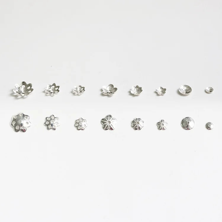 S925 Sterling Silver Flower-shaped Laminate Spacer Bracelet DIY Ornament Accessories Receptacle Bead Caps With Hole