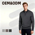 Wholesale Men's Quarter-Zip Sweaters Long Sleeve Ribbed Winter Warm Mens Cotton Classic Blank Custom Logo Pullover