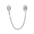 925 Sterling Silver Factory Original Women's Bracelet Purple Enamel Glass Safety Chain Zircon Stone Silicone Stopper SCC1799