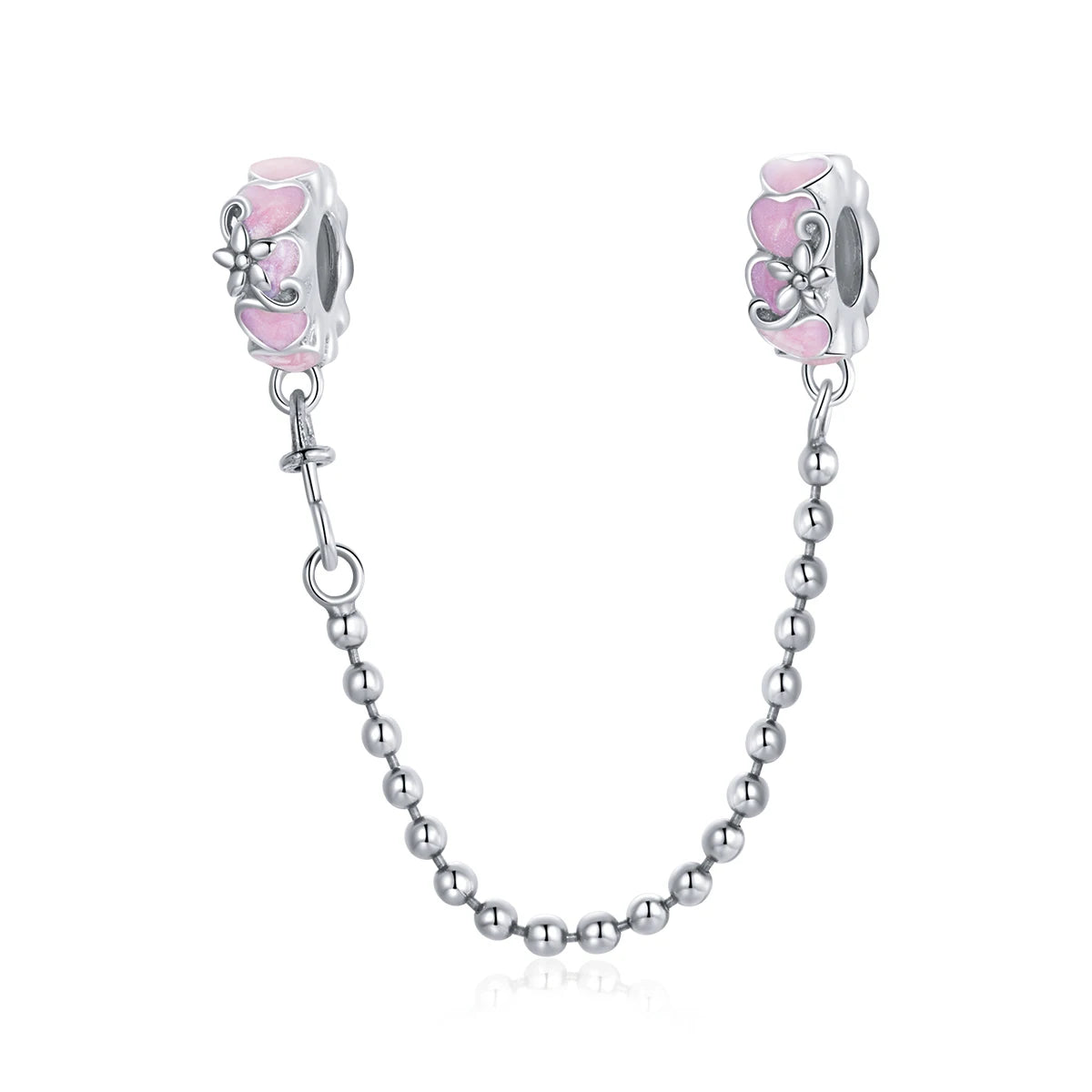 925 Sterling Silver Factory Original Women's Bracelet Purple Enamel Glass Safety Chain Zircon Stone Silicone Stopper SCC1799