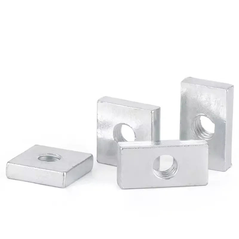 OEM Custom Galvanized Carbon Steel Square Long Nut M3 M4 M5 M6 M8 10mm X 2mm Flat Rectangle Rectangular Nut