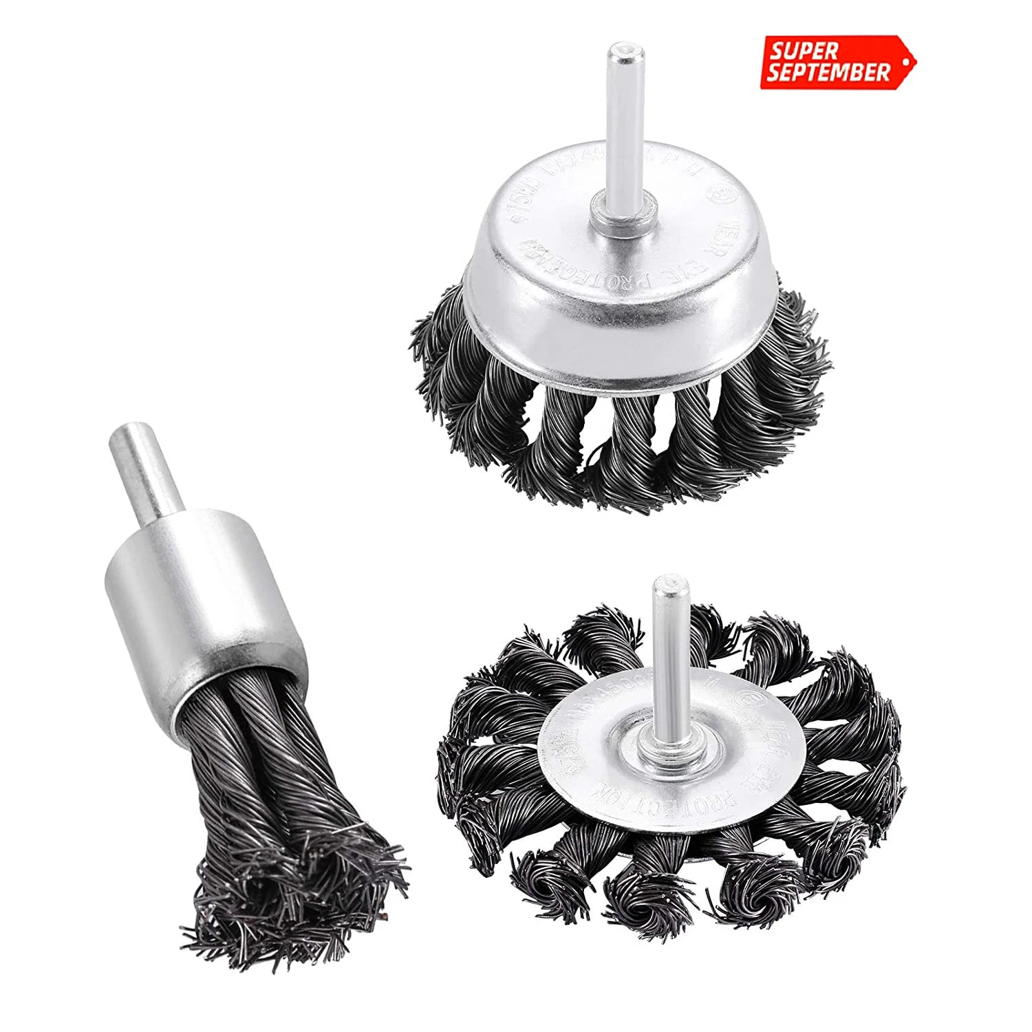 3 Inch Wire Wheel Cup Brush End Brush Set 3pcs Twisted Wire Brushes
