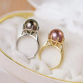 R1180 11-12mm Natural Freshwater Pearl Ring Accessory 925 Sterling Silver Adjustable Size Engagement Jewelry Ring for Women