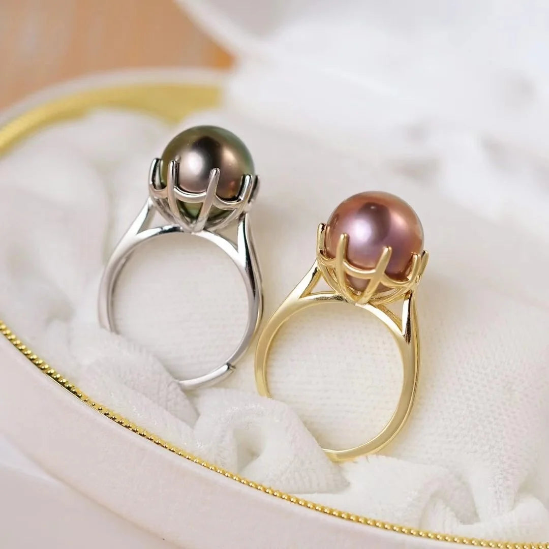R1180 11-12mm Natural Freshwater Pearl Ring Accessory 925 Sterling Silver Adjustable Size Engagement Jewelry Ring for Women