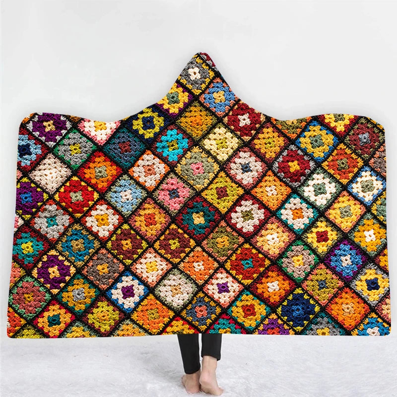 2025 Custom Design Allover Printed New Design Poncho Knitted Rectangle Soft Aztec Beach Towel for Adult