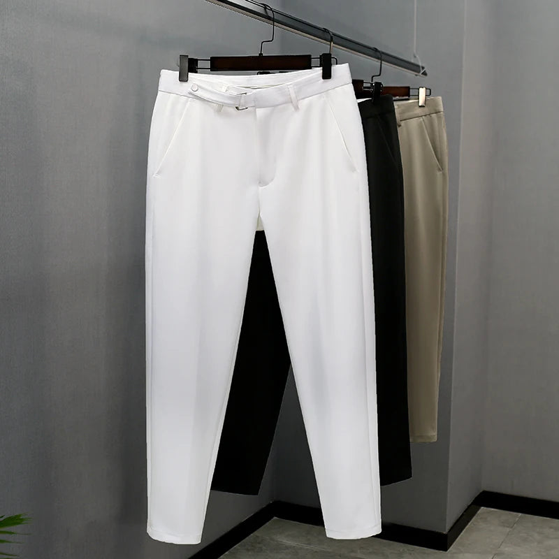 Custom Casual Men's Slim Fit Mid Waist Straight Trousers Track Fashion Pants 100% Polyester
