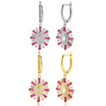 FUAMAY Aretes Sterling Silver 925 Colorful Zircon Earrings Flower Earrings for Women