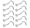 SC Wholesale Trendy Stainless Steel Nose Rings Hoops Body Piercing Rings Silver Cubic Zirconia Nose Rings for Girls