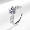 Platinum Plated Full Zircon Sparkling Wedding Leaves Ring for Women Simple Mirco Pave Bling Zirconium Diamond Ring for Bridal