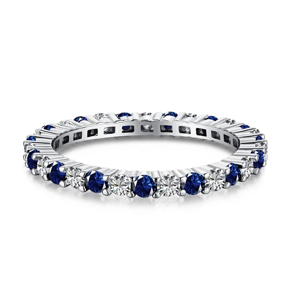 Best Selling Fashion Jewelry 925 Sterling Silver Wedding Ring Hypoallergenic CZ Stacking Ring Eternity Bands for Women Girls