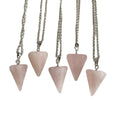 Wholesale natural healing crystal cone pendant clear rose quartz amethyst obsidian pendulum divination gift