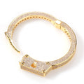 Fine Jewellery Bracelet Hiphop 14mm Gold Men's Punk Big Size Ice Out Prong Cubic Zircon Hand Couple Wristband Cuff Bangle