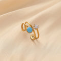 Beimai OEM Ring Oil Dripping Hollow Star Stainless Steel Gold Plated Open Adjustable Ring