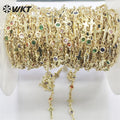 WT-RBC214 Fashion Gold Plated Resist Tarnishable Colorful Cubic Zircon Women DIY Chain Charming Necklace Chain for Sunglass