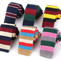 Hot Selling 5.5cm With Striped Knitted Ties Silk Polyester Knitted Necktie Mens With Custom Logo