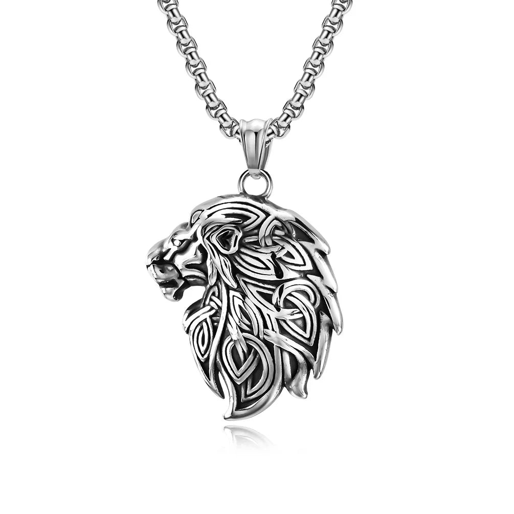 2023 New Fashion Jewelry Stainless Steel Male lion Head Pendant Necklace lion of Judah Necklace
