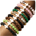 Go2boho Cross Bracelet Natural Stone 8mm Beads  Beads Adjustable Elastic Bracelet Fashion Jewelry for Men and Women