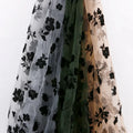 Customized Flocking Mesh Fabric 100%Polyester Mesh Fabric With Flower Flocking Fabric for Garment Tulle Dance Cloths