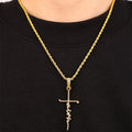 Wholesale Religious Jewelry Alloy Zircon Faith Cross Necklaces Hiphop Cross Chains for Men