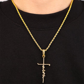Wholesale Religious Jewelry Alloy Zircon Faith Cross Necklaces Hiphop Cross Chains for Men