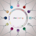 Hot Sale 925 Sterling Silver 12 Month Birthstone Single Zircon Pendant Necklace for Women Jewelry