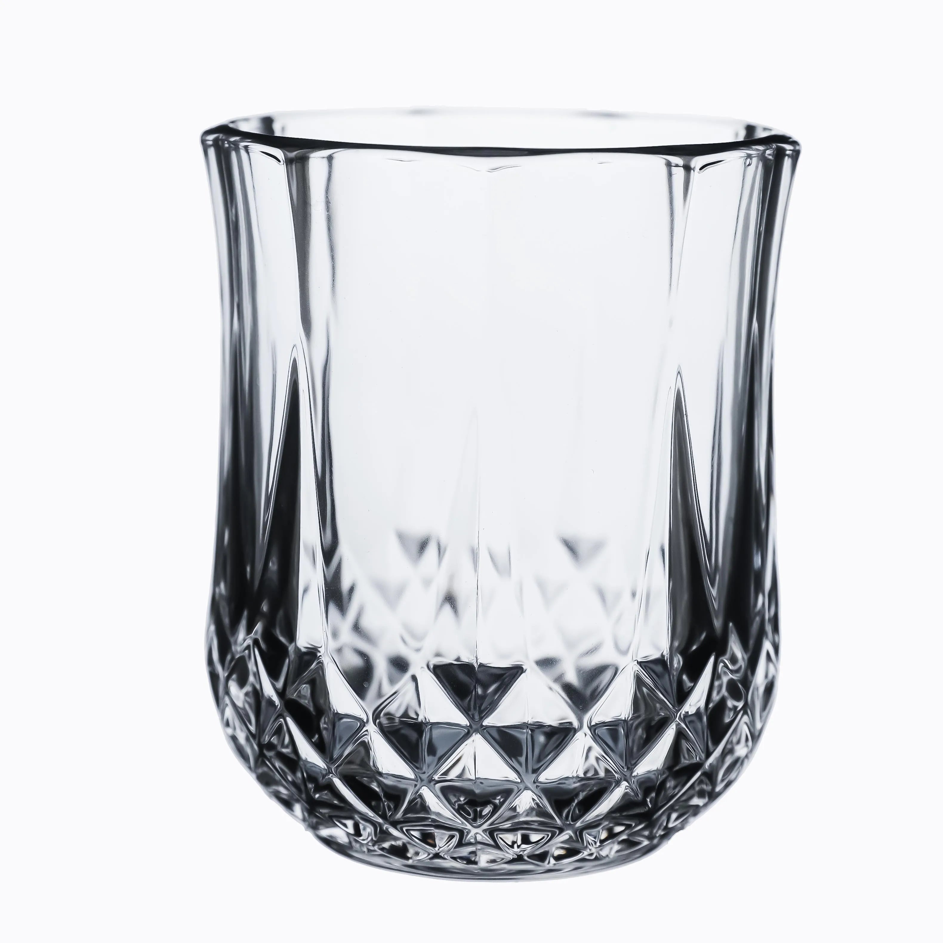 Luxury Transparent Whiskey Tumbler Glass Cup Hot Selling Embossed Design for Whiskey or Vodka