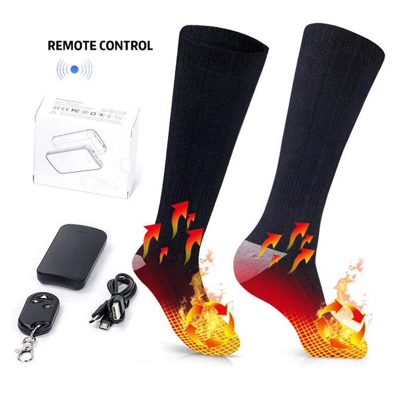 Outdoor Mens Research Machine Washable Rechargeable Battery Powered Hunting Heated Socks Horse Riding Chaussettes Chauffantes