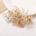 Silver Color Pearl Crystal Wedding Hair Combs Hair Accessories for Bridal Flower Headpiece Women Bride Hair Ornaments Jewelry