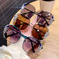 2023 New Fashion Luxury Rhinestone Sun Glasses Lunette De Soleil Female Shades Sunscreen UV Protection Sunglasses