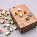 8mm Alloy Dice Pattern Charms Pendant Enamel Oil Drop Color Dice Pendant Charms Jewelry Making Necklace