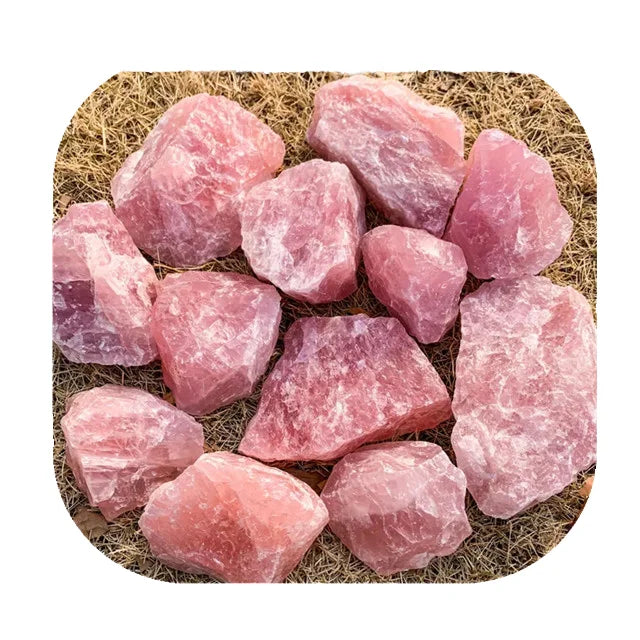 2022 Natural Rock Mineral Crystal Rose Quartz Cluster Seven Chakras Healing Stone Meditation Sets