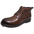 Hot Selling Men's Mid-top Brogue Lace-up Thick Heel Men Boots Ankle Thick Heel Boots for Men