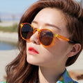 Lucky Personalized Fashionable Shades Women Round Glasses Orange Frame Sunglasses