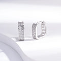Wholesale Earrings Jewelry Rhodium Plated Cubic Zirconia Square Huggie 925 Sterling Silver Fine Jewelry Earrings