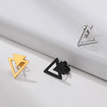 Fashion Geometric Jewelry Stainless Steel Triangle Stud Earrings Steel Color Black Gold Men's and Women's Earrings