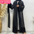 Summer Fashion Polka Dot Open Abaya with Matching Chiffon Scarf and White Inner slip Dress 5 Colors (1937+6435)