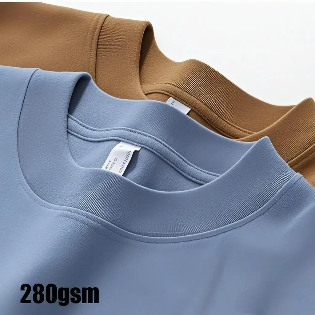 Custom 280 Gsm T Shirts With Oneck Design Formal Style Solid Pattern Oversized Tshirt for Knitted Fabric Your Own Brand