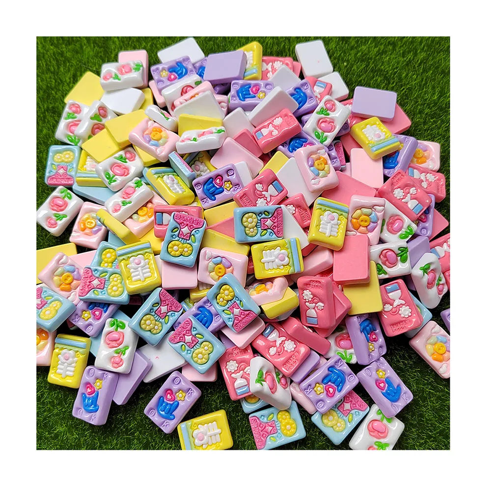 100Pcs/Lot Colorful Cute Flowers Square Brick Blocks Flatback Resin Cabochons Scrapbook DIY Jewelry Making Findings Supplier