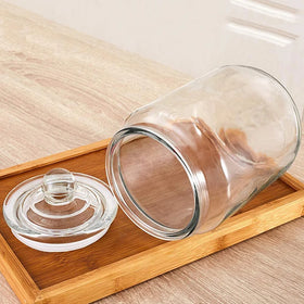 Chinese Style Glass Storage Canister with Clear Lid Tea and Food Container for Kitchen Counter Decorative and Travel Use