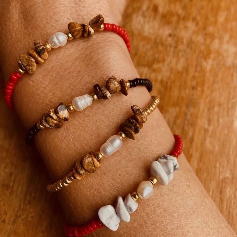 Hot Selling High-grade Natural Stone Bracelet Simple Colorful Seed Bead Pearl Beaded Bracelet for Women