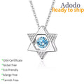 Fine Jewelry Round Cut 1CT VVS GRA Blue Moissanite Dancing Pendant S925 Sterling Silver Dainty Design Six Pointed Star Necklaces