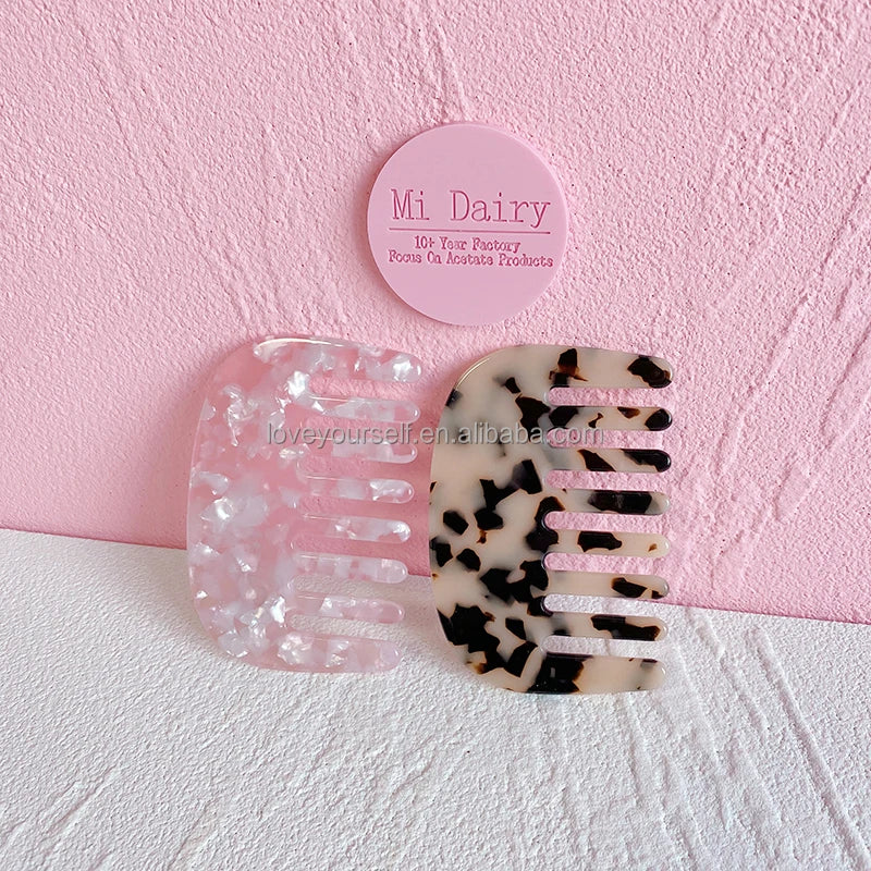 MiDairy 4mm Thickness Colorful Acetate Pocket Combs Set Convenient for Travel Use