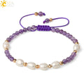 CSJA Handmade Jewelry Pearl Bracelets Adjustable 4mm Healing Natural Stone Agate Crystal Beads Braided Bracelets for Women G482